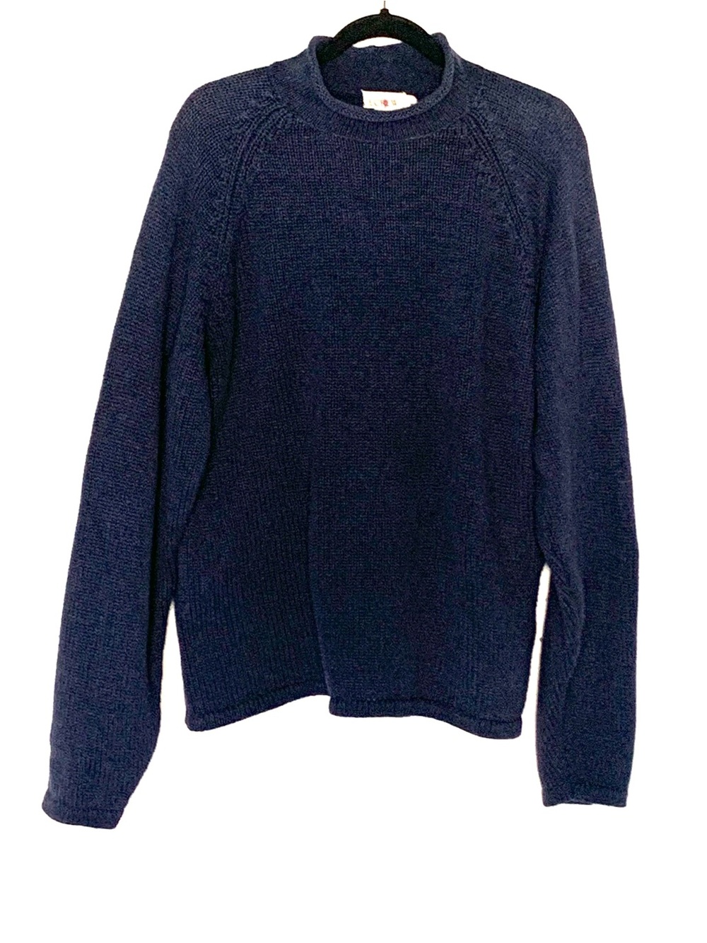 Vintage 80s/90s Navy J. Crew Oarsman Large Heavy Fisherman Roll Collar Sweater